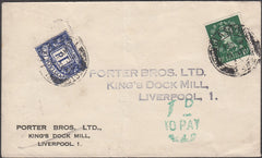 98310 - 1956 UNDERPAID MAIL GLASGOW TO LIVERPOOL.
