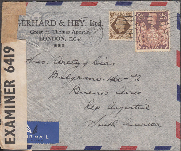 98425 - 1941 MAIL LONDON TO ARGENTINA.