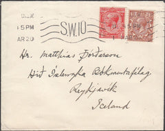 98457 - 1920 MAIL LONDON TO ICELAND.