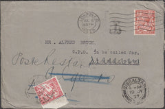 98466 - 1927 MAIL LONDON TO GIBRALTAR/RE-DIRECTED/POSTAGE DUE.