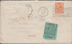 98473 - 1921 UNDERPAID MAIL HUDDERSFIELD TO SWEDEN.