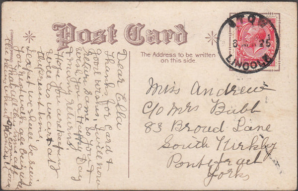98805 - 1925 LINCS/STOW DATE STAMP.