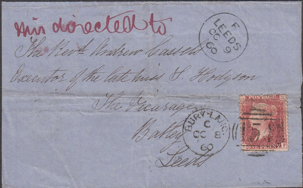 98820 - 1860 MISDIRECTED MAIL BURY/LEEDS.