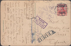 98902 - 1910 UNDELIVERED POST CARD GERMANY TO LONDON.