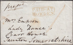 98976 - YORKS/"PAID AT HOWDEN" HAND STAMP.