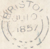 99072 1857 DIE 2 1D PL.27 'SAVOY STREET' PRINTING (C9(2)A (QJ) ON COVER LONDON TO BRISTOL, EX CAPT. HOLLAND COLLECTION.