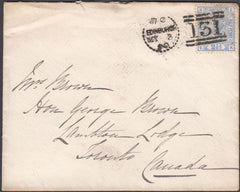 99086 - EDINBURGH DOTTED CIRCLE/2½D BLUE PL.17 (SG142) ON COVER TO CANADA.