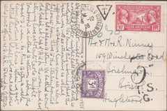 99252 - 1928 MAIL MONACO TO BRISTOL SURCHARGED DUE TO USE OF FRENCH STAMP.