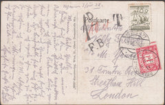 99281 - 1928 UNDERPAID MAIL AUSTRIA TO LONDON.