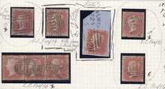 99306 - 1855 DIE 2 PL.5 QUARTET LETTERED AG ALSO EXAMPLES WITH BLUE AND GREEN CANCELLATIONS.