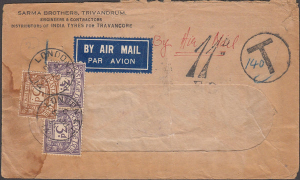 99315 - 1936 UNDERPAID MAIL INDIA TO LONDON.