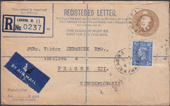 99698 - 1946 REGISTERED MAIL LONDON TO CZECHOSLOVAKIA.