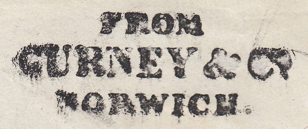 99708 - 1842 NORFOLK/NORWICH 'PREPAID' HAND STAMP (NK211)/ GURNEY'S BANKING