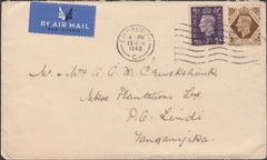 99740 - 1940 MAIL EDINBURGH TO LINDI, TANGANYIKA.