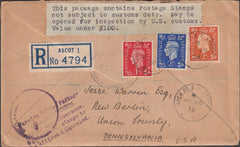 99781 - 1938 REGISTERED MAIL ASCOT TO THE USA.