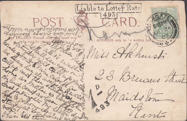 99801 - 1907 UNDERPAID MAIL.