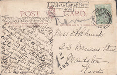 99801 - 1907 UNDERPAID MAIL.