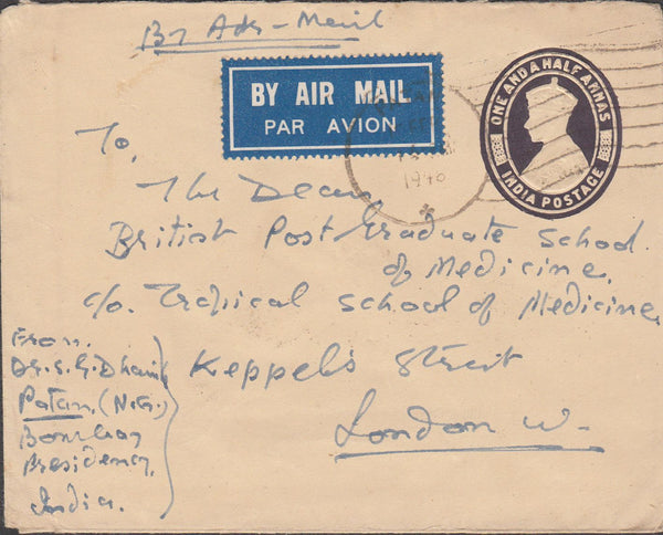 99818 - 1946 MAIL INDIA TO LONDON WITH INDIAN ISSUES ON REVERSE.