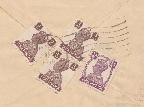 99818 - 1946 MAIL INDIA TO LONDON WITH INDIAN ISSUES ON REVERSE.