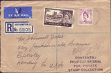 99877 - 1955 REGISTERED AIR MAIL WITH CASTLE SOUTHAMPTON TO USA.