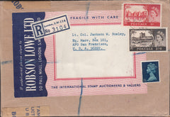 99895 - 1969 REGISTERED MAIL LONDON TO USA/CASTLE USAGE.