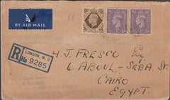 99915 - 1950 REGISTERED AIR MAIL LONDON TO EGYPT.