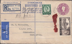 99953 - 1956 REGISTERED AIR MAIL LONDON TO SOUTH AFRICA.